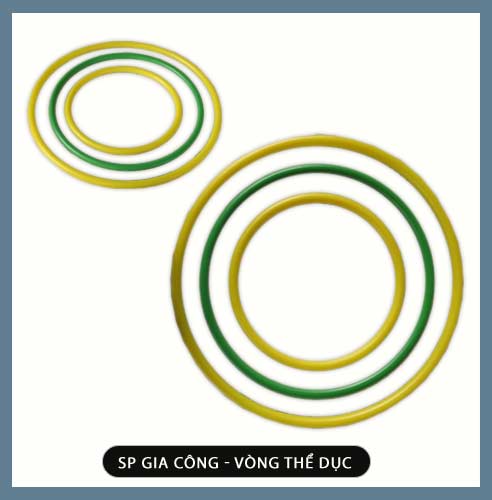 Vòng nhựa thể dục màu xanh và vàng gia công
